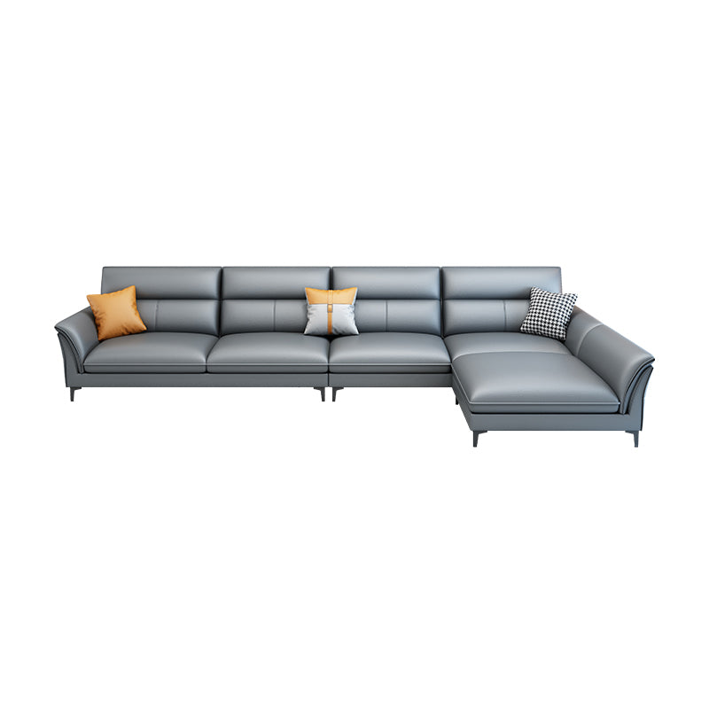 Contemporary Sectional Faux Leather Sofa Sectional with Flared Arm