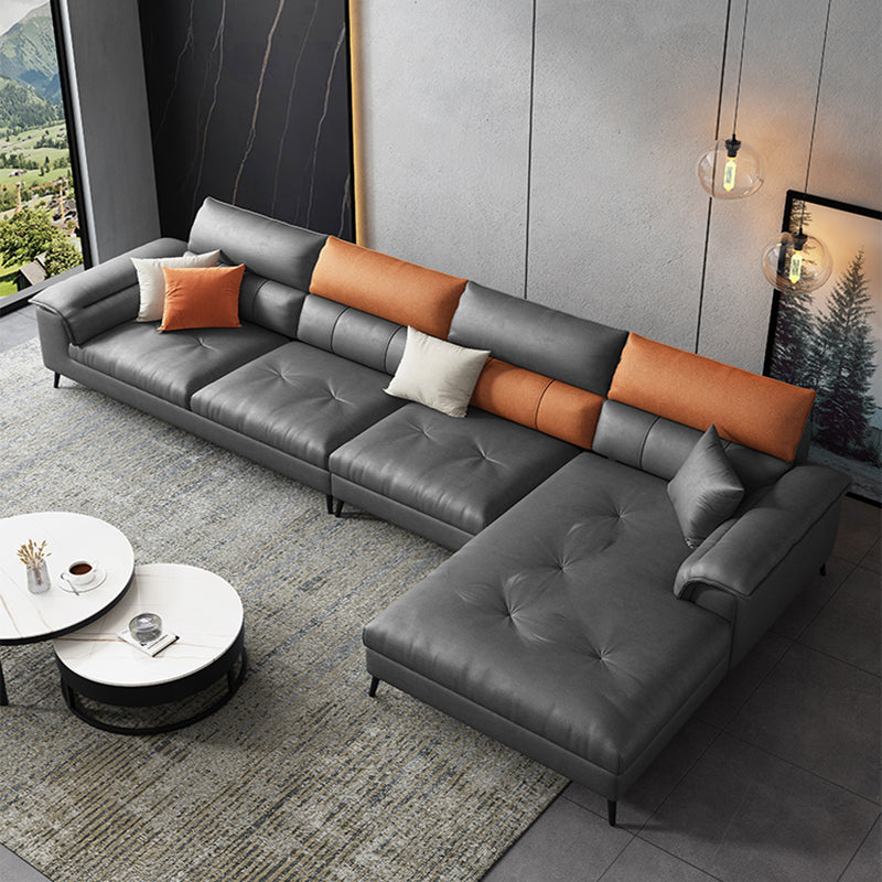 Contemporary Stain-resistant Sectional L-shape Pillow Top Arm Sectional