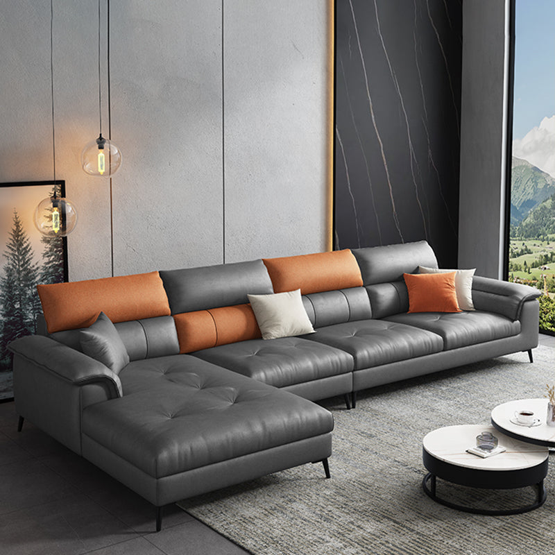 Contemporary Stain-resistant Sectional L-shape Pillow Top Arm Sectional