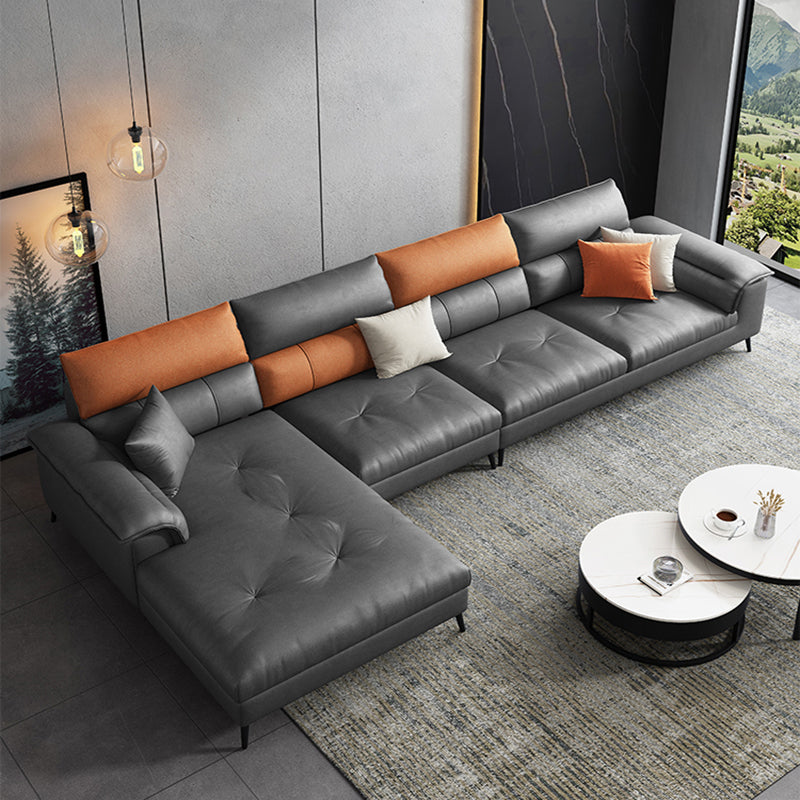 Contemporary Stain-resistant Sectional L-shape Pillow Top Arm Sectional