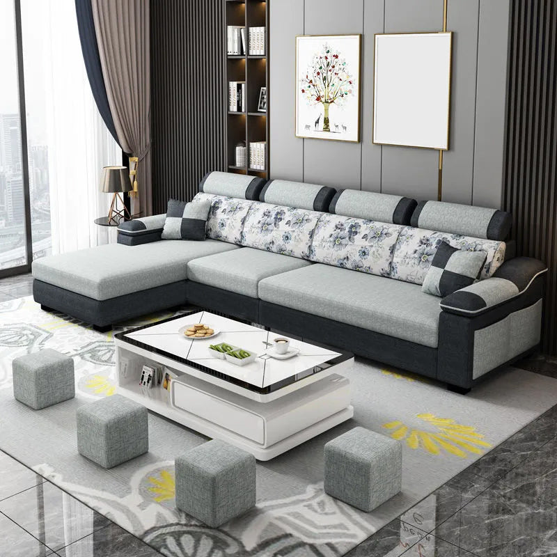 Modern Linen Sectional Sofa Pillow Top Arm Sectional for Living Room