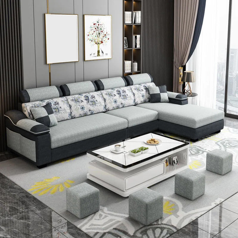 Modern Linen Sectional Sofa Pillow Top Arm Sectional for Living Room