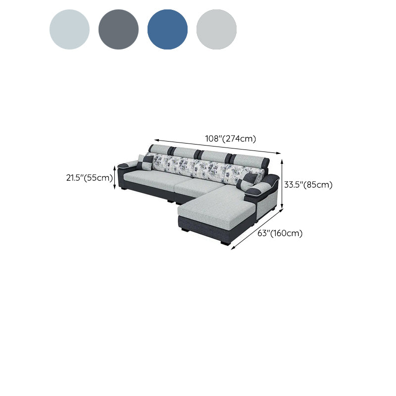 Modern Linen Sectional Sofa Pillow Top Arm Sectional for Living Room