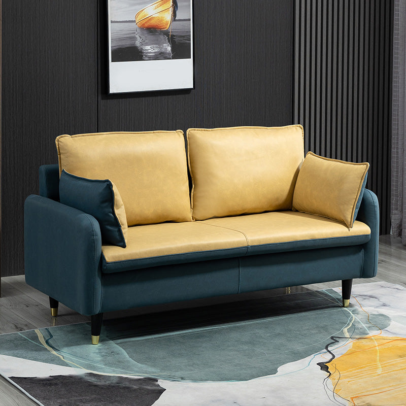 Contemporary Standard Sofa Pillows Square Arm 2 Seater Living Room Settee