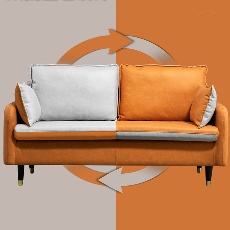 Contemporary Standard Sofa Pillows Square Arm 2 Seater Living Room Settee