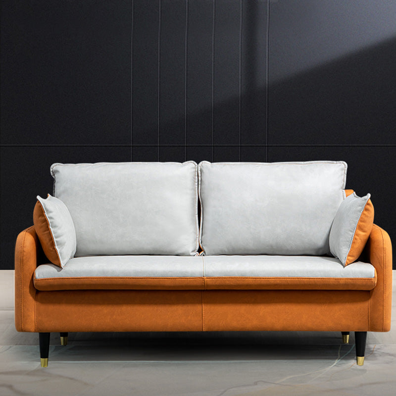 Contemporary Standard Sofa Pillows Square Arm 2 Seater Living Room Settee