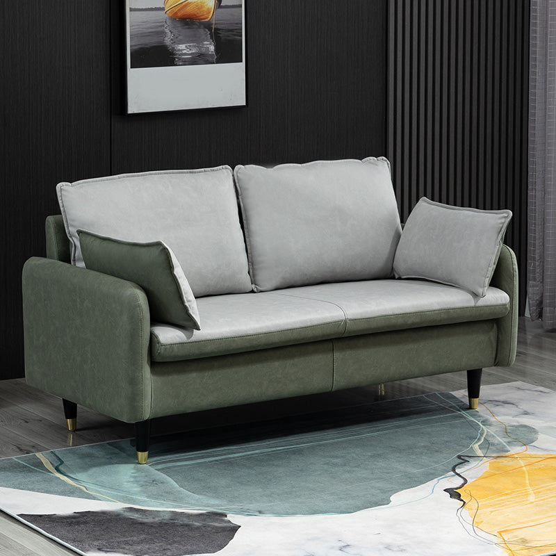 Contemporary Standard Sofa Pillows Square Arm 2 Seater Living Room Settee