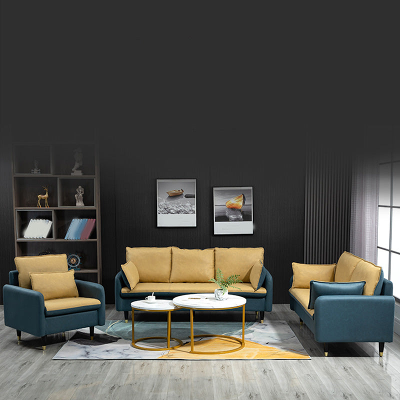 Contemporary Standard Sofa Pillows Square Arm 2 Seater Living Room Settee