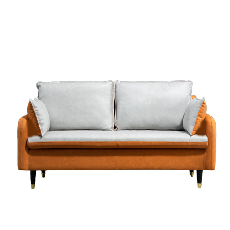 Contemporary Standard Sofa Pillows Square Arm 2 Seater Living Room Settee