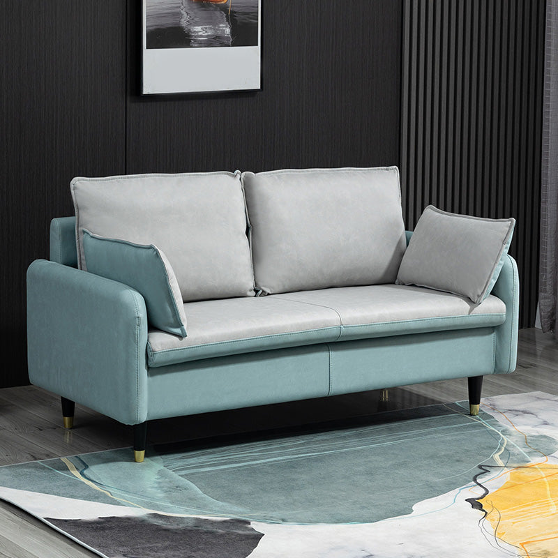 Contemporary Standard Sofa Pillows Square Arm 2 Seater Living Room Settee