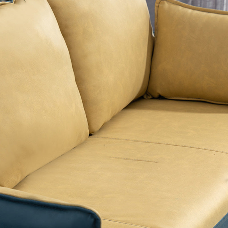 Contemporary Standard Sofa Pillows Square Arm 2 Seater Living Room Settee