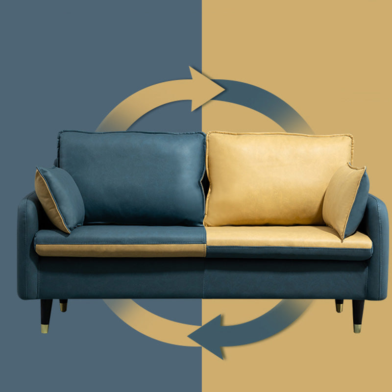 Contemporary Standard Sofa Pillows Square Arm 2 Seater Living Room Settee