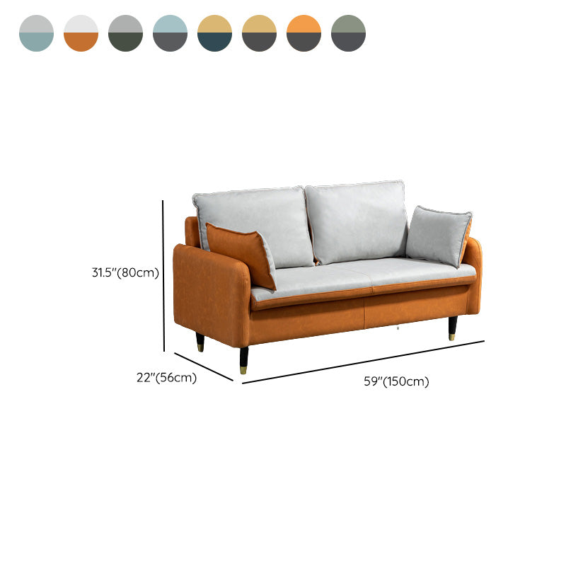 Contemporary Standard Sofa Pillows Square Arm 2 Seater Living Room Settee