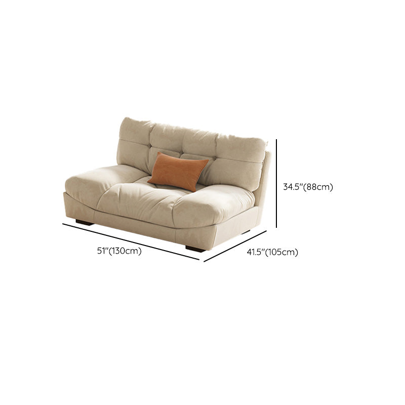 Modern Off-White Fabric Sofa Pillow Top Arm Reclining Loveseat for Bonus Room