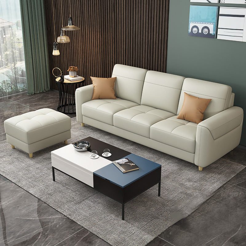 Contemporary Glam Leather Sofa with Bolster Pillows Seating for Living Room