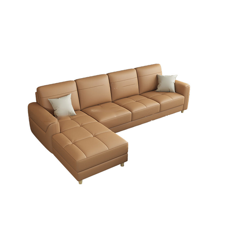 Contemporary Glam Leather Sofa with Bolster Pillows Seating for Living Room