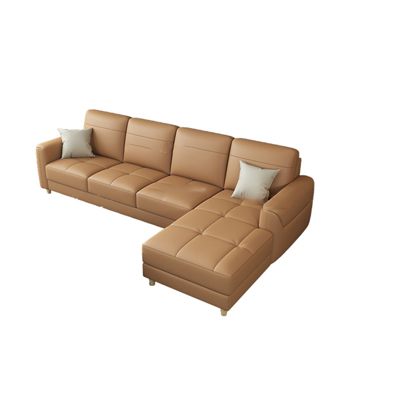 Contemporary Glam Leather Sofa with Bolster Pillows Seating for Living Room