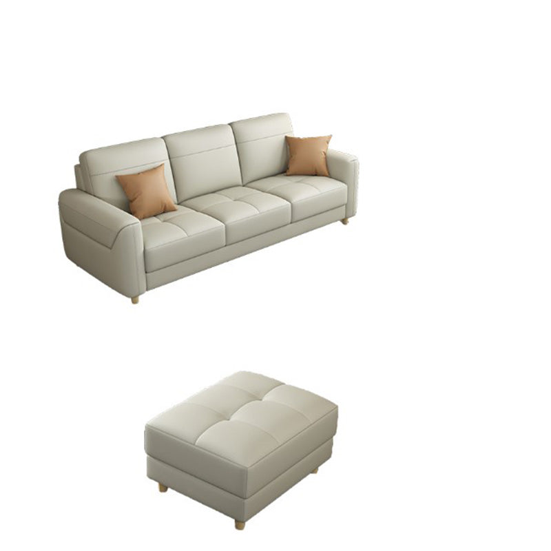 Contemporary Glam Leather Sofa with Bolster Pillows Seating for Living Room
