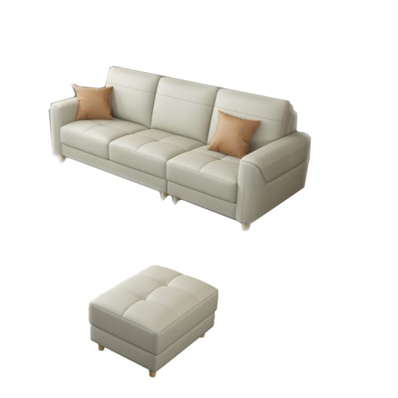Contemporary Glam Leather Sofa with Bolster Pillows Seating for Living Room