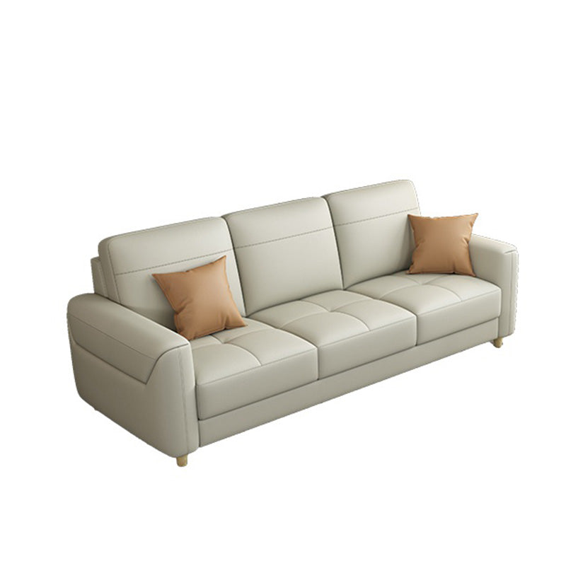 Contemporary Glam Leather Sofa with Bolster Pillows Seating for Living Room