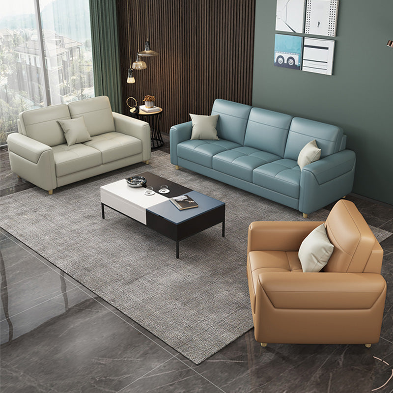 Contemporary Glam Leather Sofa with Bolster Pillows Seating for Living Room