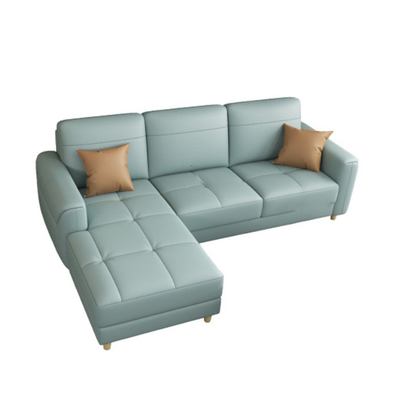 Contemporary Glam Leather Sofa with Bolster Pillows Seating for Living Room