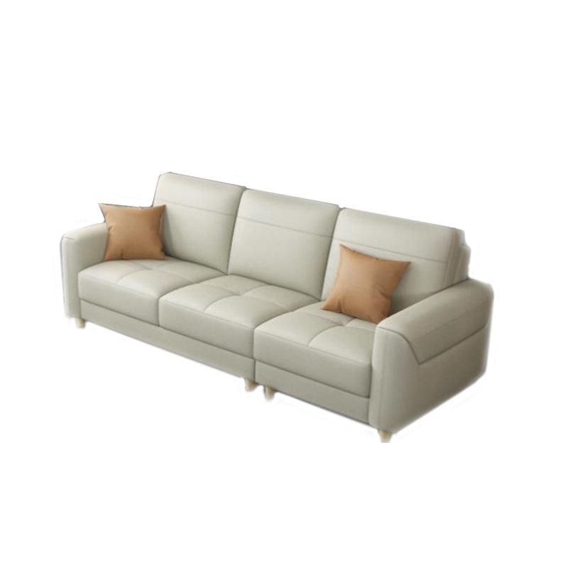 Contemporary Glam Leather Sofa with Bolster Pillows Seating for Living Room