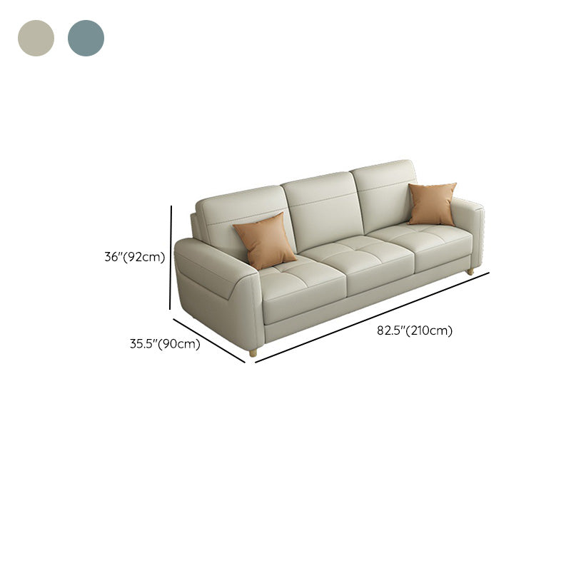 Contemporary Glam Leather Sofa with Bolster Pillows Seating for Living Room