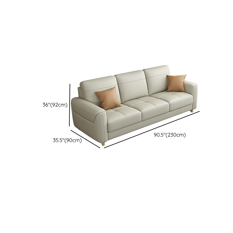 Contemporary Glam Leather Sofa with Bolster Pillows Seating for Living Room