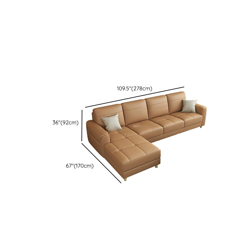 Contemporary Glam Leather Sofa with Bolster Pillows Seating for Living Room