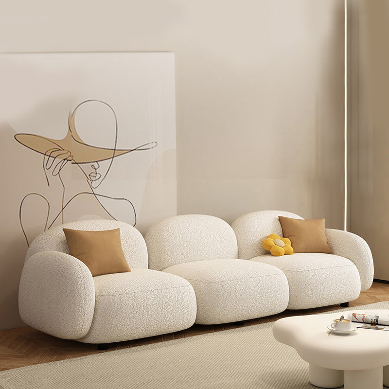 Modern Style Square Arm Sofa Living Room Apartment Seating in White