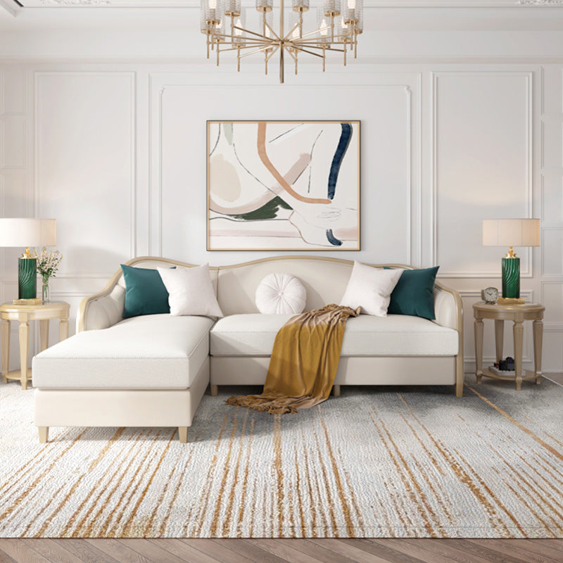 French Country Faux Leather Sofa with Ottoman Included in Wood