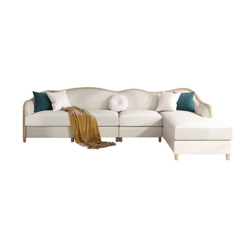 French Country Faux Leather Sofa with Ottoman Included in Wood