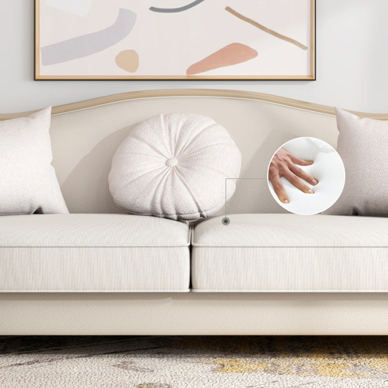 French Country Faux Leather Sofa with Ottoman Included in Wood