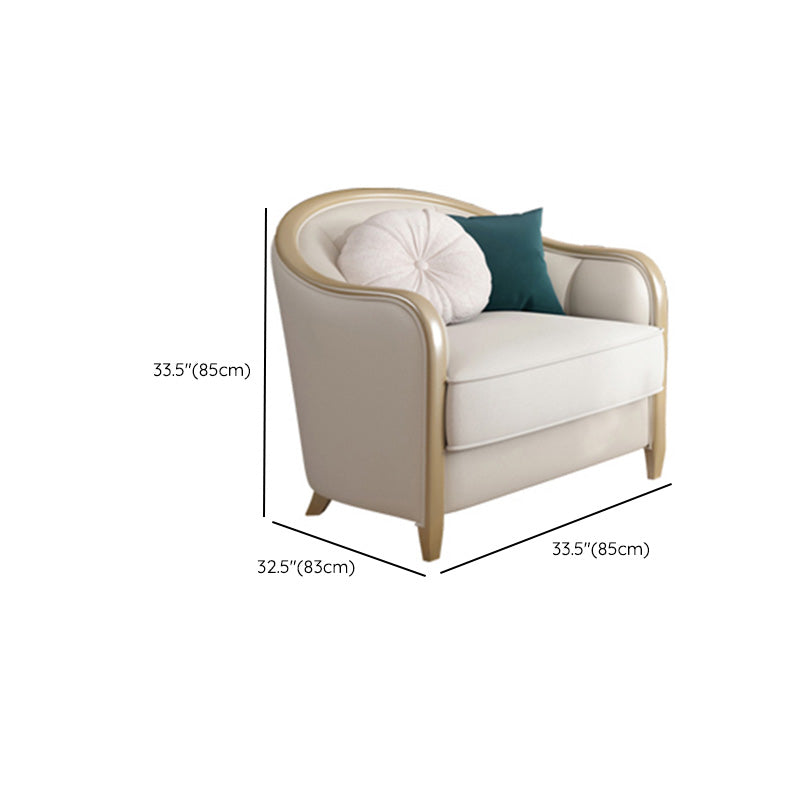 French Country Faux Leather Sofa with Ottoman Included in Wood