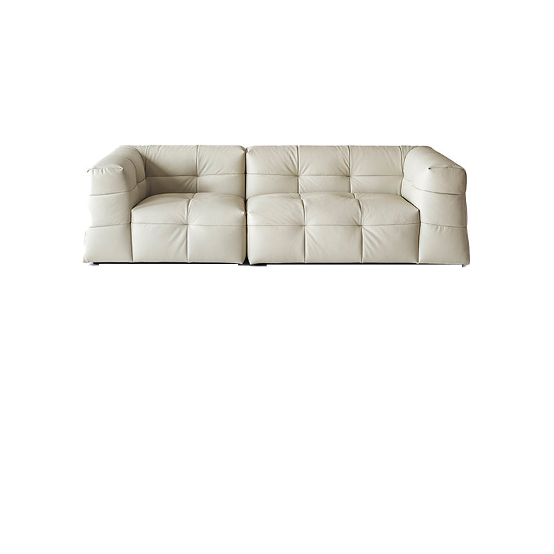 Contemporary Leather Seating Tufted Square Arm Sofa for Living Room