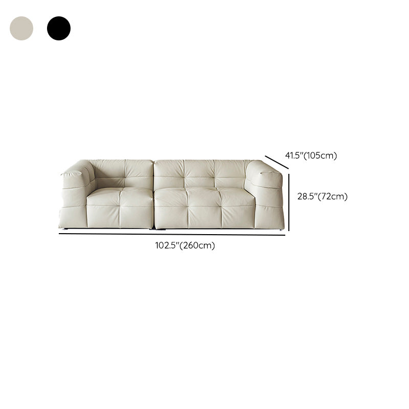 Contemporary Leather Seating Tufted Square Arm Sofa for Living Room