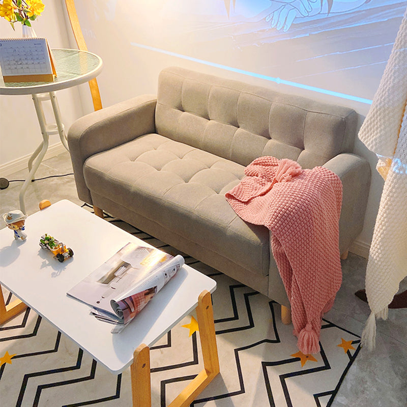 Tufted Fabric Sofa with Four Wooden Legs Square Tufted Sofa for Bonus Room