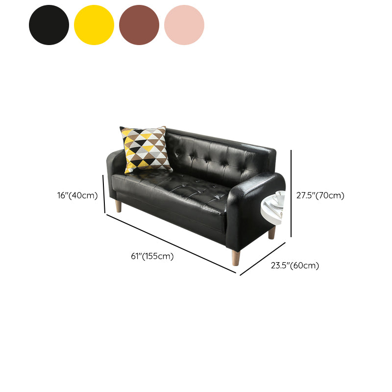 Tufted Fabric Sofa with Four Wooden Legs Square Tufted Sofa for Bonus Room
