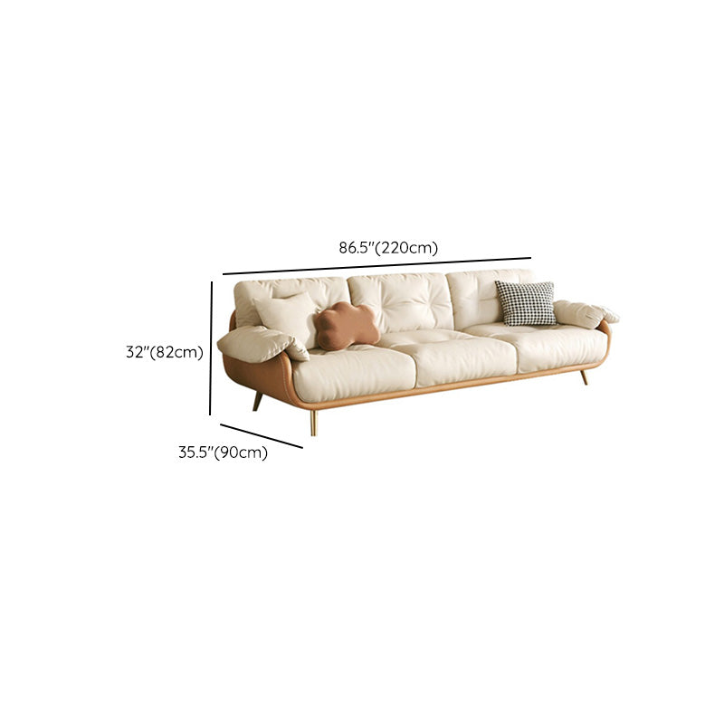 Modern Faux Leather Loose Back Seating Hair Pin Legs Sofa for Living Room