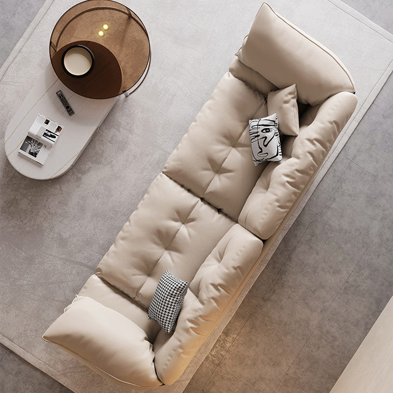 Contemporary Faux Leather Loose Back Seating Hair Pin Legs Sofa for Living Room