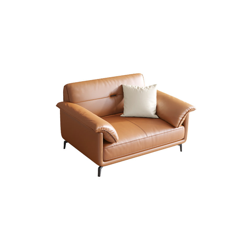 Nordic Style Arc Arm Slipcovered Sofa Leather Sofa in Orange for Apartment