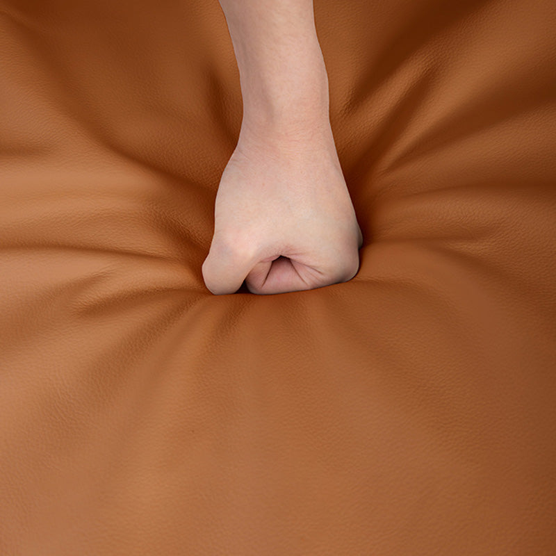 Glam Genuine Leather Living Room Pillow Top Arm Pillows Orange Seating