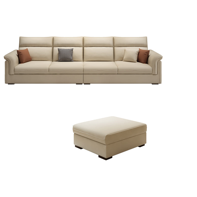 Contemporary Faux Leather Sofa with Ottoman Included in Pine Wood