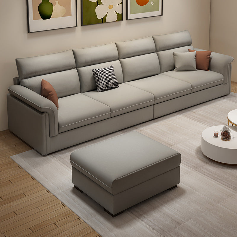 Contemporary Faux Leather Sofa with Ottoman Included in Pine Wood