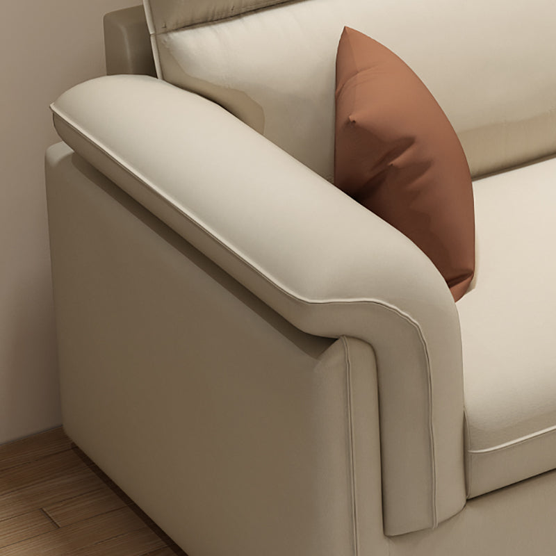 Contemporary Faux Leather Sofa with Ottoman Included in Pine Wood