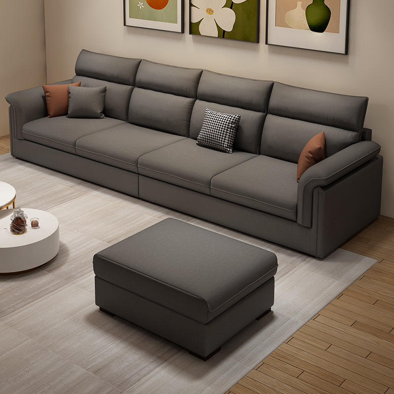 Contemporary Faux Leather Sofa with Ottoman Included in Pine Wood