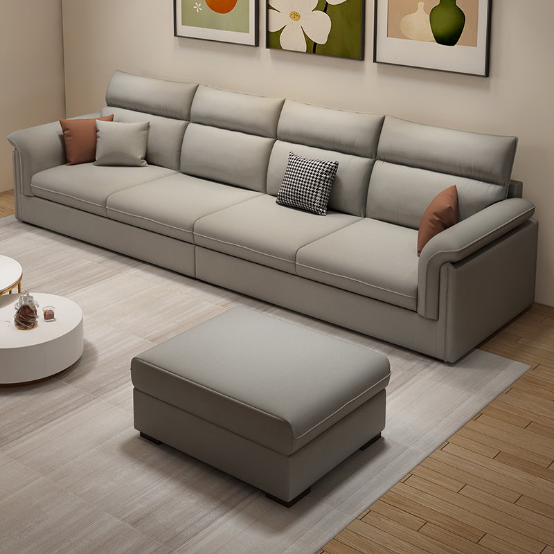 Contemporary Faux Leather Sofa with Ottoman Included in Pine Wood