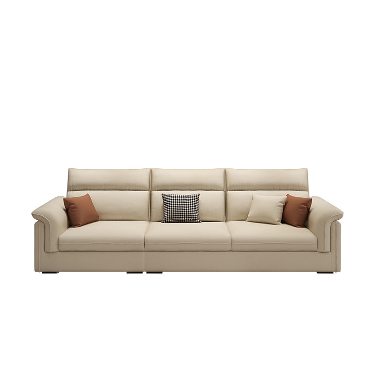 Contemporary Faux Leather Sofa with Ottoman Included in Pine Wood