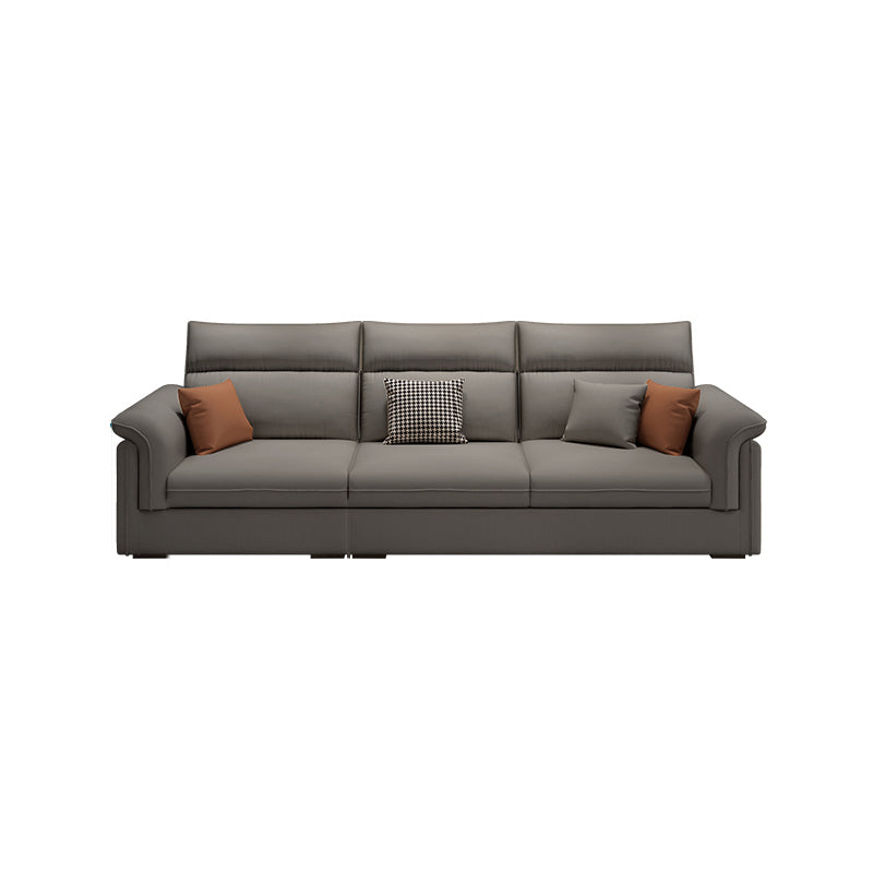 Contemporary Faux Leather Sofa with Ottoman Included in Pine Wood